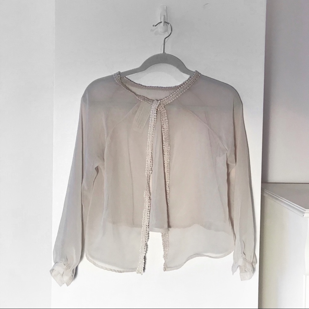 Free People Sheer Open Back Blouse NWOT - Picture 2 of 5